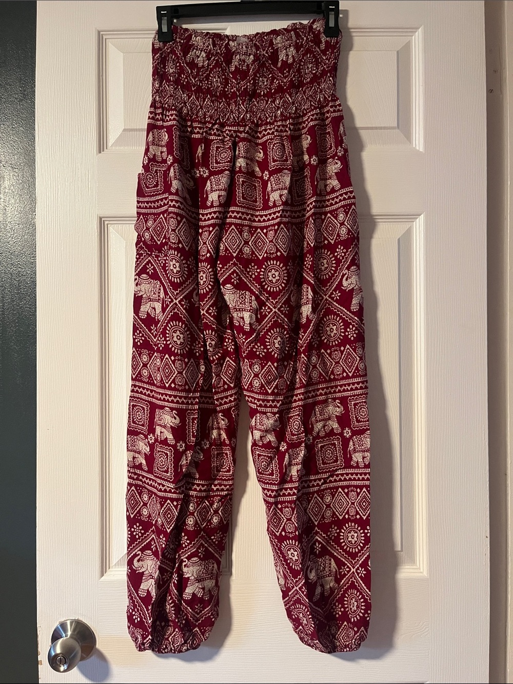 Red Elephant Print Harem Pants